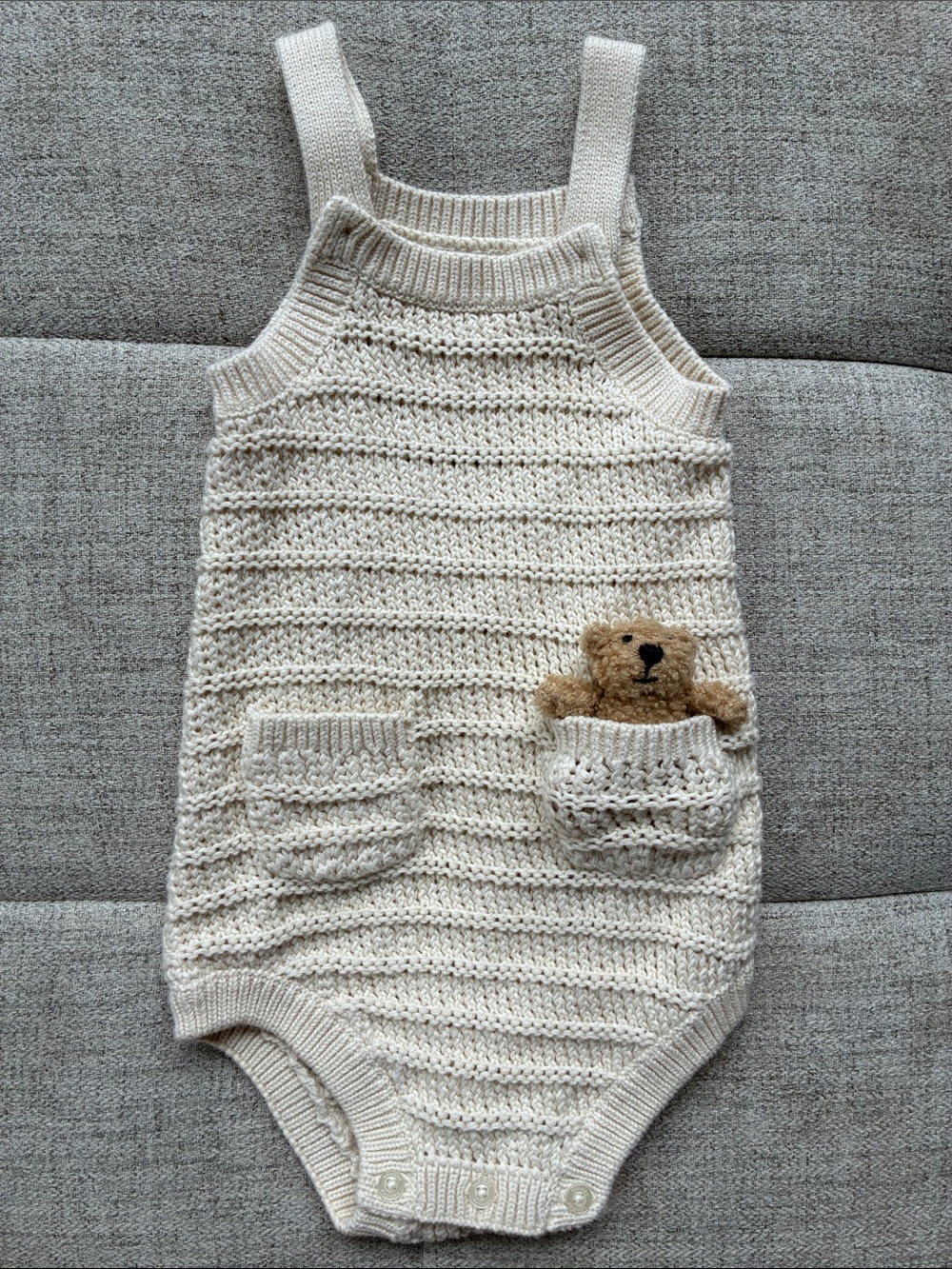 Baby GAP Cream Knit Romper with tag along Teddy
